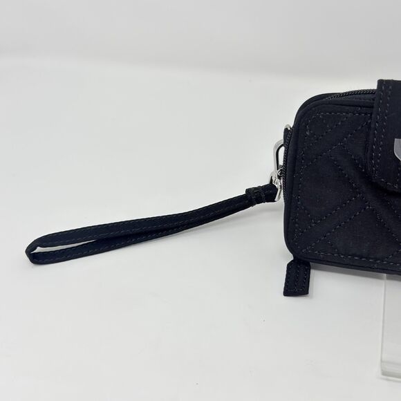 Vera Bradley Black Quilted Wristlet Wallet Zip Around ID Coin Purse NWOT - Picture 5 of 16